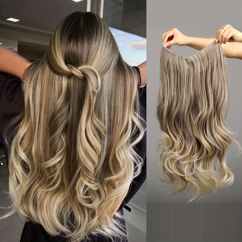 4pcs Straight Hair Pieces Synthetic Extensions for Daily Use