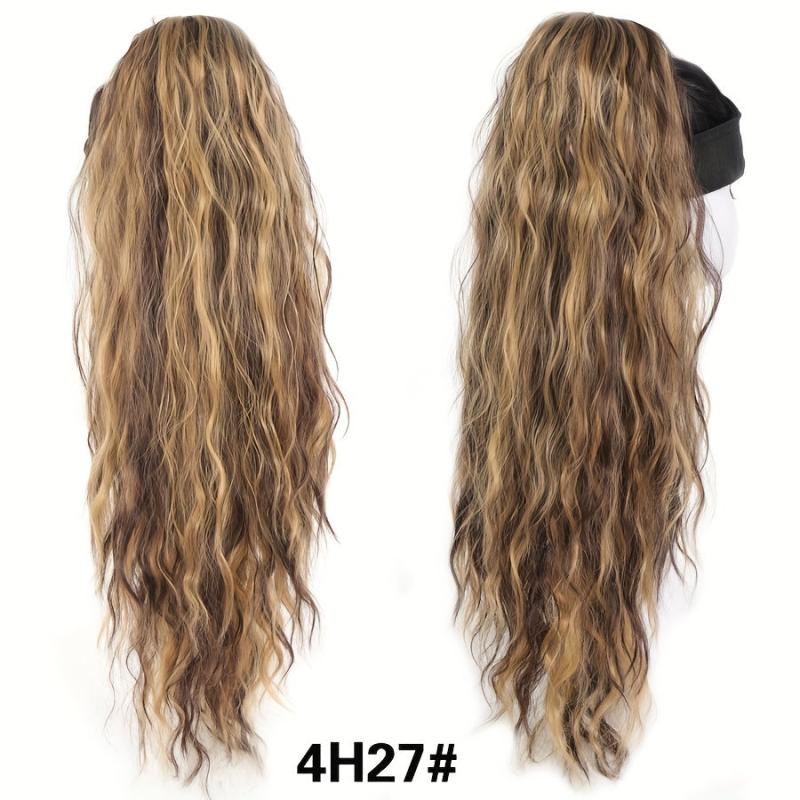 Long Curly Drawstring Ponytail Synthetic Ponytails Blonde Red Hair Extensions