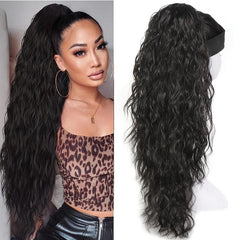 Long Curly Drawstring Ponytail Synthetic Ponytails Blonde Red Hair Extensions