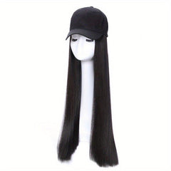 Hat Wigs 60 96 Cm Straight Long Hair Wigs With Baseball Cap For Women Girls