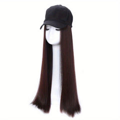 Hat Wigs 60 96 Cm Straight Long Hair Wigs With Baseball Cap For Women Girls