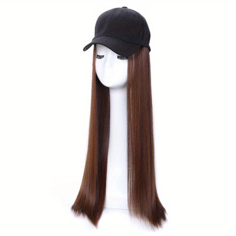 Hat Wigs 60 96 Cm Straight Long Hair Wigs With Baseball Cap For Women Girls
