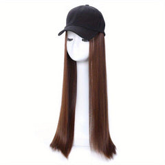 Hat Wigs 60 96 Cm Straight Long Hair Wigs With Baseball Cap For Women Girls
