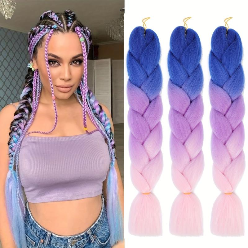 3 Pieces Jumbo Braid Synthetic Hair 24 Inch Gradient Kanekalon Extensions