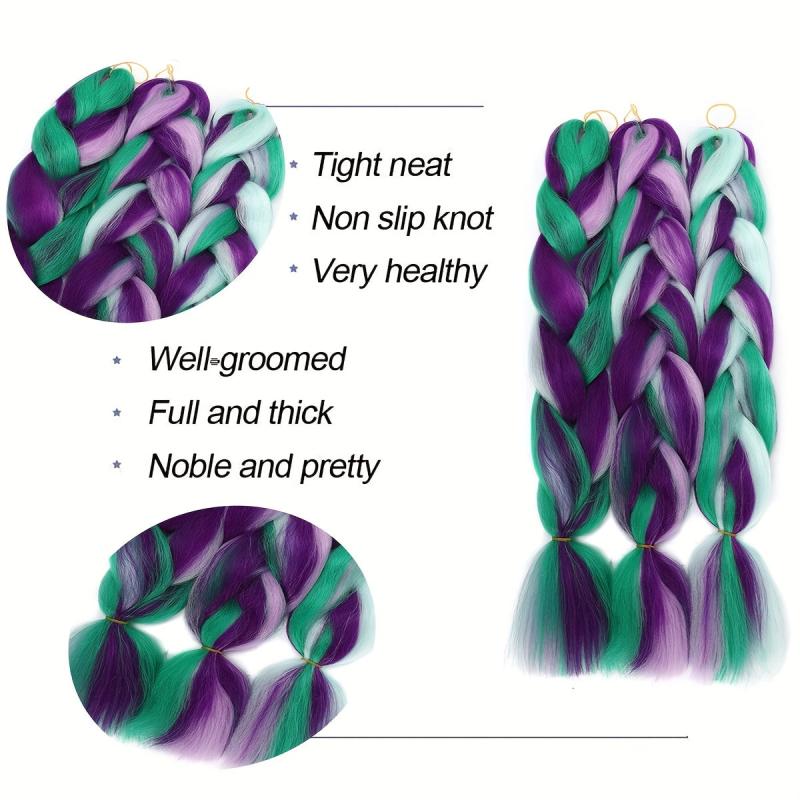 3 Pieces Jumbo Braid Synthetic Hair 24 Inch Gradient Kanekalon Extensions