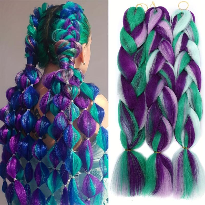 3 Pieces Jumbo Braid Synthetic Hair 24 Inch Gradient Kanekalon Extensions