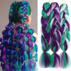 3 Pieces Jumbo Braid Synthetic Hair 24 Inch Gradient Kanekalon Extensions