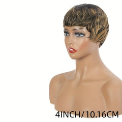 Short Pixie Cut Wig Heat Resistant Synthetic Hair Mix Blonde