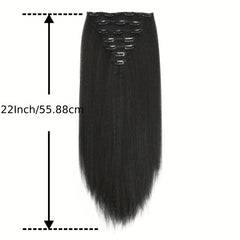 16 Clips Straight Hair Extensions Synthetic Heat Resistant False Hair Extensions
