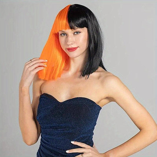 Gemini Synthetic Short Wavy Bob Wig With Bangs