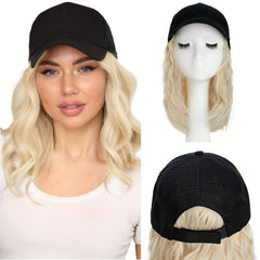 Pink Baseball Cap Wig Women's Short Wave Curly Hair Extension