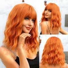 Long Brown Ombre Curly Synthetic Wig with Roots for Daily Use
