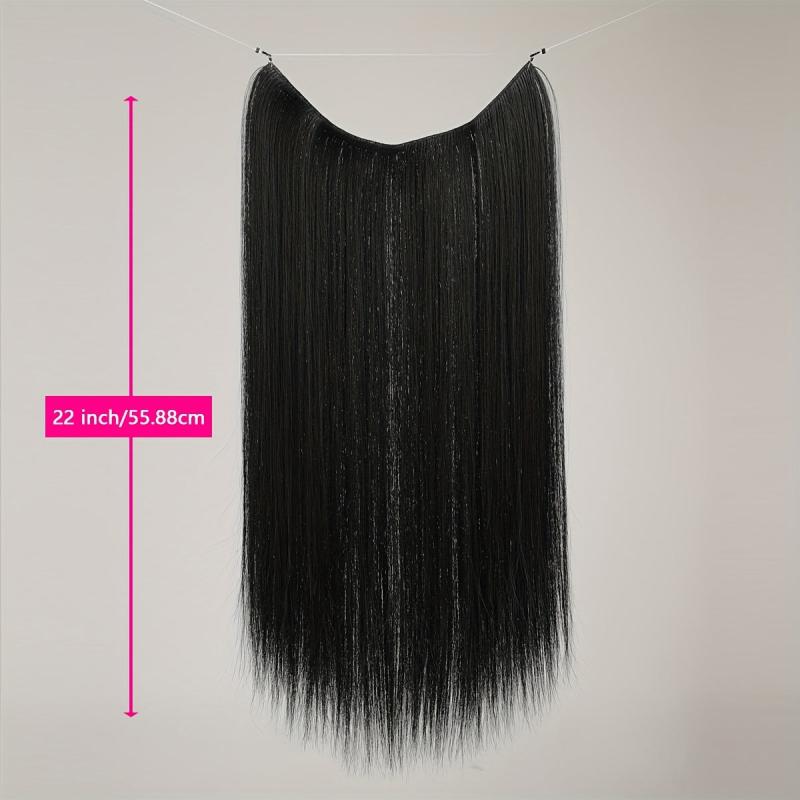 Synthetic Invisible Wire Hair Extensions 55-88 Cm Straight Long Hairpieces