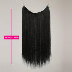Synthetic Invisible Wire Hair Extensions 55-88 Cm Straight Long Hairpieces