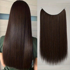 Synthetic Invisible Wire Hair Extensions 55-88 Cm Straight Long Hairpieces