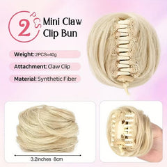 Messy Bun Mini Claw Clips Cat Ear Hair Extensions Accessory Wig For Women