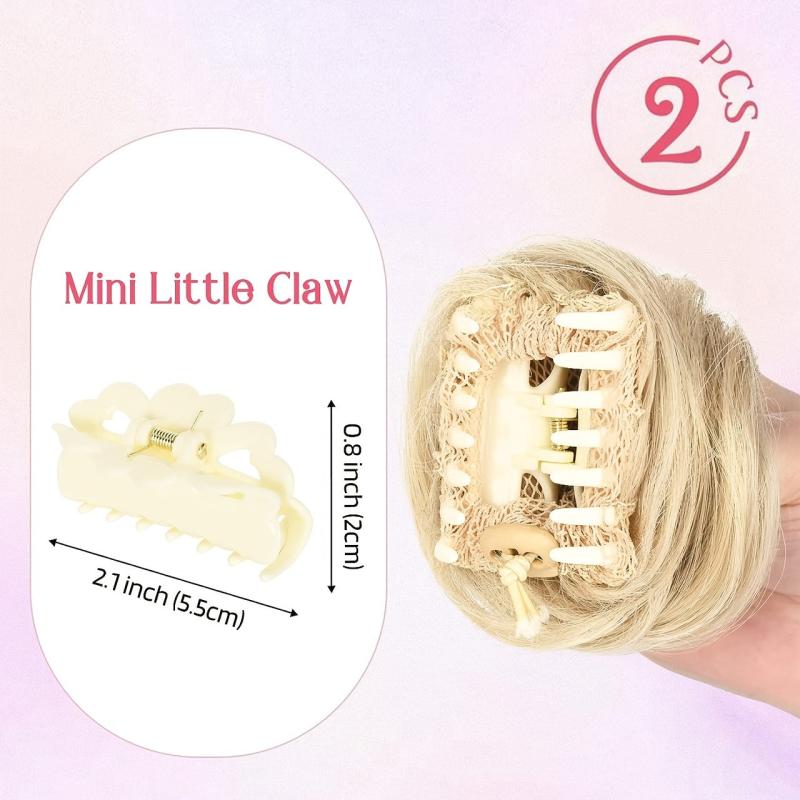 Messy Bun Mini Claw Clips Cat Ear Hair Extensions Accessory Wig For Women