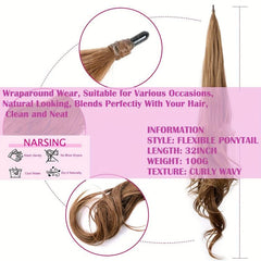 Curly Wavy Ponytail Extensions Synthetic Hair Natural Look Daily Use