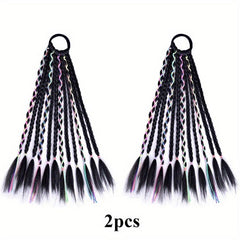 Synthetic DIY Box Braids Ponytail Colored Line Extensions