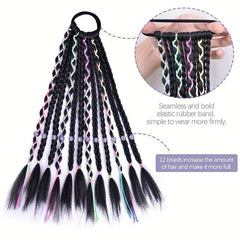 Synthetic DIY Box Braids Ponytail Colored Line Extensions