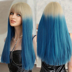 Long Straight Purple Wig For Women Daily Party Natural Looking Costume