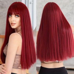 Long Straight Purple Wig For Women Daily Party Natural Looking Costume