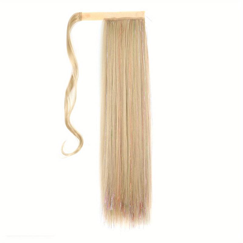 Mixed Tinsel Ponytail Hair Extensions Heat Resistant Synthetic Fiber Hairpieces