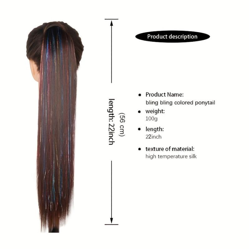 Mixed Tinsel Ponytail Hair Extensions Heat Resistant Synthetic Fiber Hairpieces