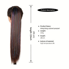 Mixed Tinsel Ponytail Hair Extensions Heat Resistant Synthetic Fiber Hairpieces