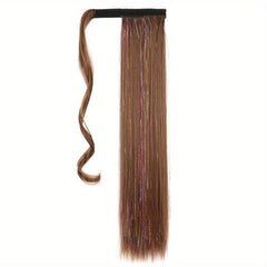 Mixed Tinsel Ponytail Hair Extensions Heat Resistant Synthetic Fiber Hairpieces
