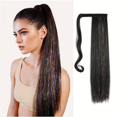 Mixed Tinsel Ponytail Hair Extensions Heat Resistant Synthetic Fiber Hairpieces