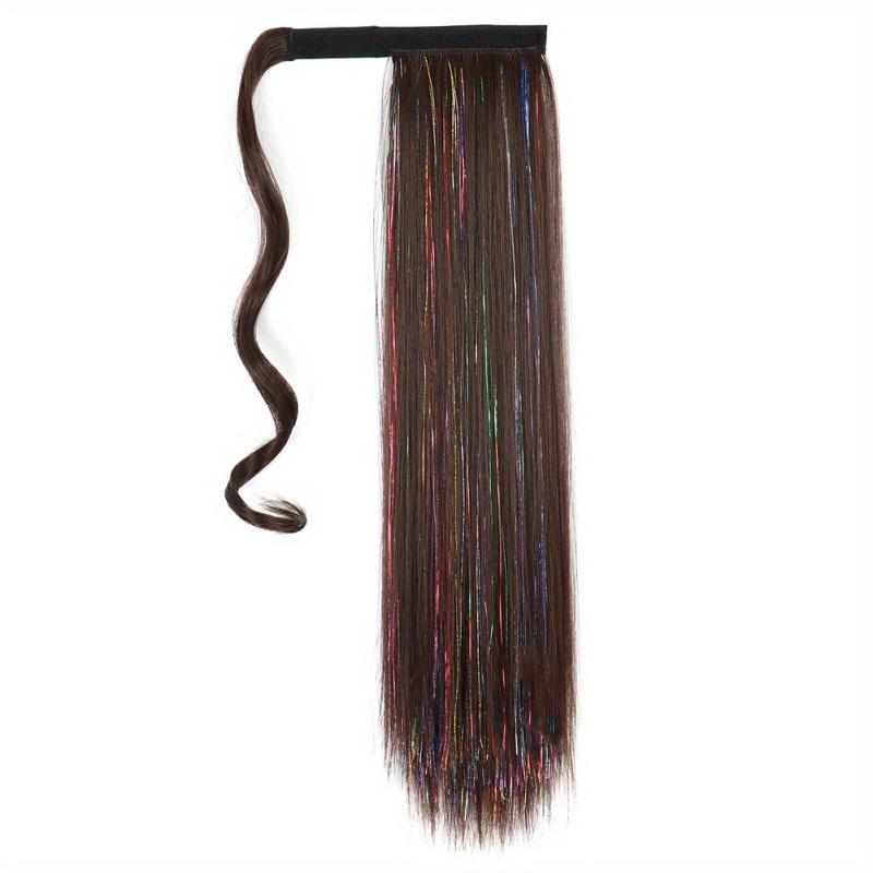 Mixed Tinsel Ponytail Hair Extensions Heat Resistant Synthetic Fiber Hairpieces