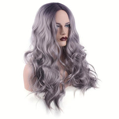 Olive Brown Ombre Wig Long Wavy Middle Part Curly Synthetic Wig