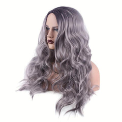Olive Brown Ombre Wig Long Wavy Middle Part Curly Synthetic Wig