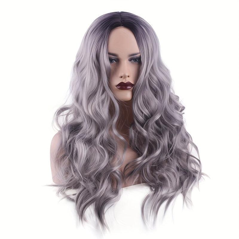 Olive Brown Ombre Wig Long Wavy Middle Part Curly Synthetic Wig