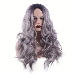 Olive Brown Ombre Wig Long Wavy Middle Part Curly Synthetic Wig