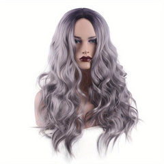Olive Brown Ombre Wig Long Wavy Middle Part Curly Synthetic Wig