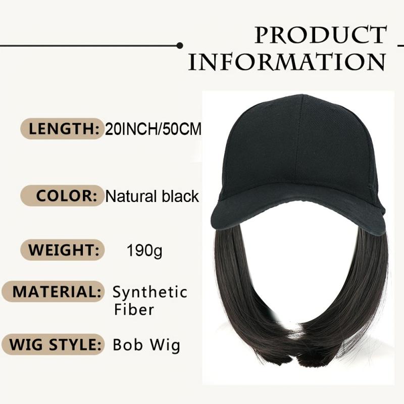 Baseball Cap With 50cm Straight Synthetic Hair Wigs