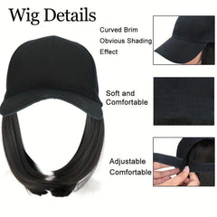 Baseball Cap With 50cm Straight Synthetic Hair Wigs