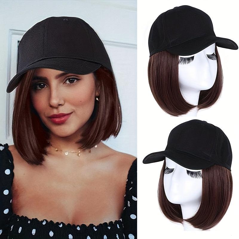 Baseball Cap With 50cm Straight Synthetic Hair Wigs