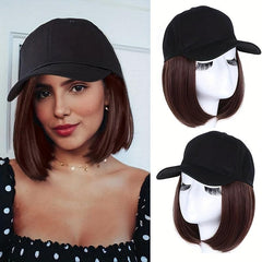 Baseball Cap With 50cm Straight Synthetic Hair Wigs