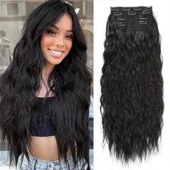 Long Wave Synthetic Hair Extensions Double Weft Hair Extension