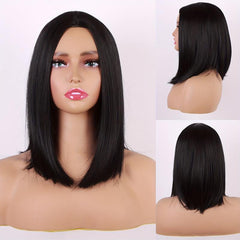13 Inch Short Brown Bob Wig Shoulder Length Dark Synthetic Hair Wig for Women