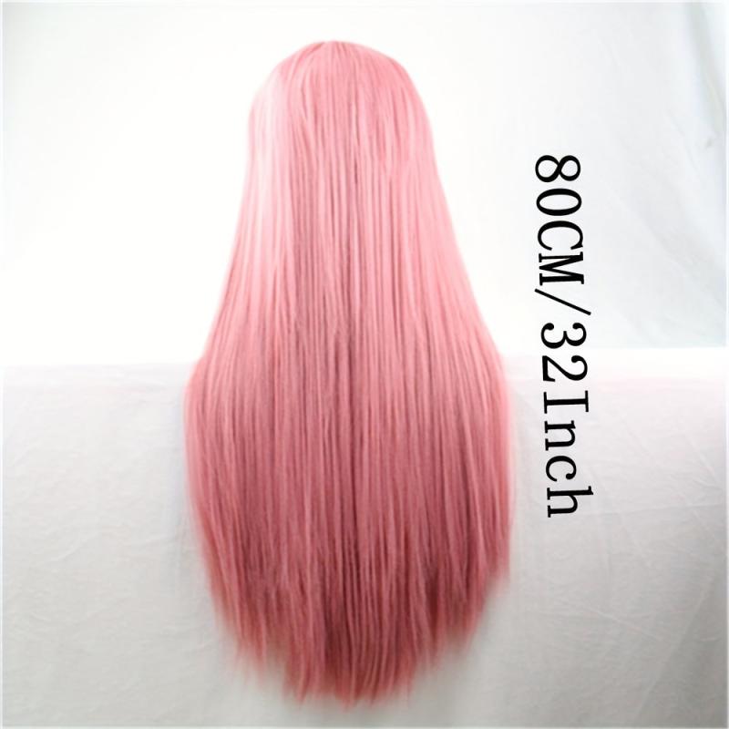 Light Pink Straight Hair Wig With Bangs 28cm for Cosplay Party