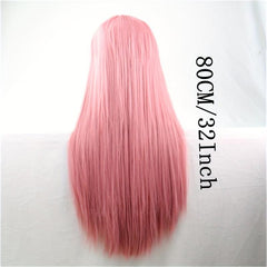 Light Pink Straight Hair Wig With Bangs 28cm for Cosplay Party