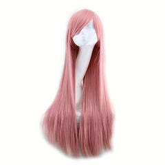 Light Pink Straight Hair Wig With Bangs 28cm for Cosplay Party