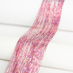 12pcs Sparkly Highlight Hair Tinsel Kit, Rainbow Clip In Glitter Hair Extension