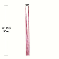 12pcs Sparkly Highlight Hair Tinsel Kit, Rainbow Clip In Glitter Hair Extension