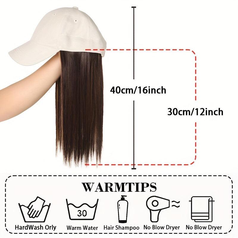 Long Straight Hair Baseball Cap Wig for Women