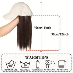 Long Straight Hair Baseball Cap Wig for Women
